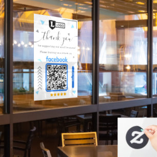 Autocollant Pour Fenêtre Demande d'avis Facebook avec logo et code QR