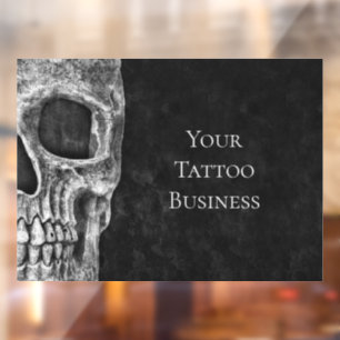 Autocollant Pour Fenêtre Demi-Crâne Tête Gothique Noir Et Blanc Tattoo Sh