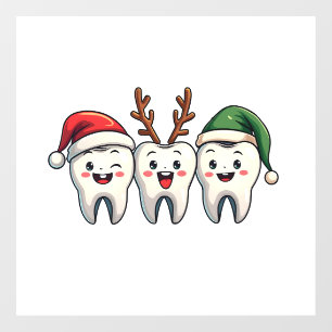 Autocollant Pour Fenêtre Dentiste Noël Dental Père Noël Floss Xmas Tree