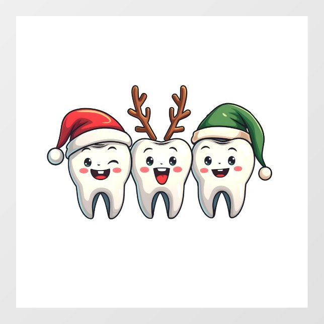 Autocollant Pour Fenêtre Dentiste Noël Dental Père Noël Floss Xmas Tree (Feuille)