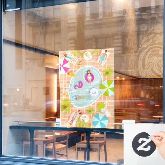 Autocollant Pour Fenêtre Des filles et des garçons du bikini jouant au jeu  (Fenêtre de café)