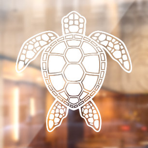 Autocollant Pour Fenêtre Design de tortue de mer verte - Blanc
