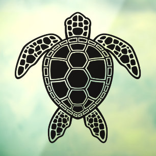 Autocollant Pour Fenêtre Design de tortue de mer verte - Noir