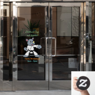 Autocollant Pour Fenêtre Dessin animé de rhinocéros mignon de kung fu