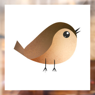 Autocollant Pour Fenêtre Dessin animé d'oiseau moineau mignon