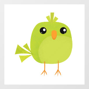 Autocollant Pour Fenêtre Dessin animé d'oiseau vert mignon