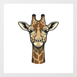 Autocollant Pour Fenêtre Dessin de girafe gravure vintage_1
