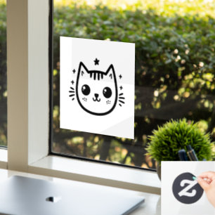 Autocollant Pour Fenêtre Dessin Enfantin   Noir et Blanc   Minimaliste