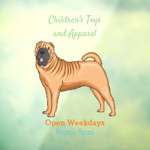 Autocollant Pour Fenêtre dessin humoristique chinois de chien Shar-Pei