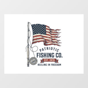 Autocollant Pour Fenêtre Dessin vectoriel de drapeau de pêche patriotique v