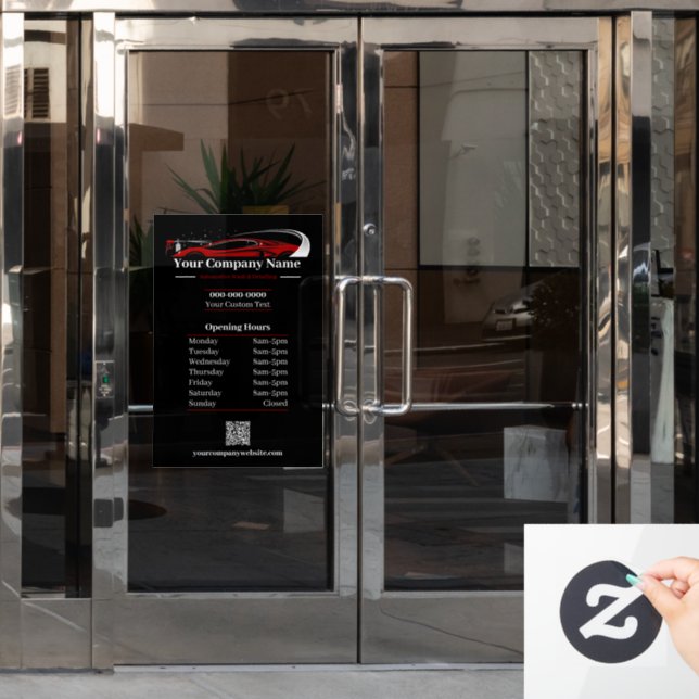 Autocollant Pour Fenêtre Détail automatique professionnel Lave-auto Heures  (Porte de bureau)