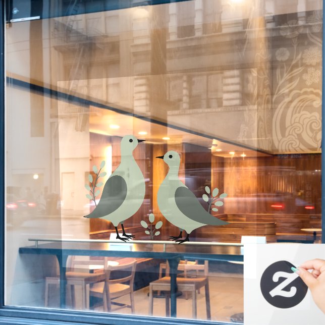 Autocollant Pour Fenêtre Deux tourterelles Couper le crayon Retro Style 8 (Fenêtre de café)