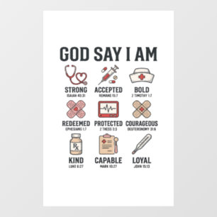 Autocollant Pour Fenêtre Dieu dit que je suis infirmière Foi Design de grav
