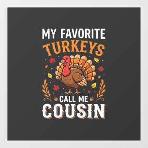 Autocollant Pour Fenêtre Dinde de Thanksgiving Famille Cousine