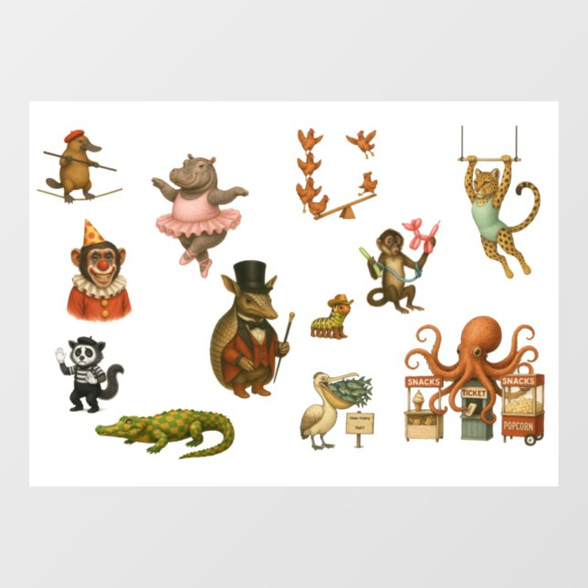 Autocollant Pour Fenêtre Dingaling Bros Circus acts (Feuille)