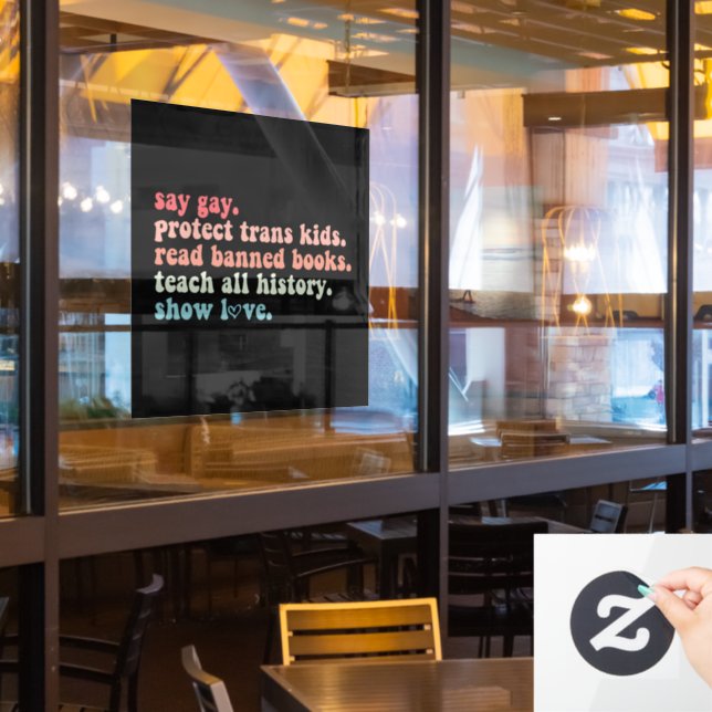 Autocollant Pour Fenêtre Dites Gay Protéger les enfants trans Lire les livr (Fenêtre du restaurant)