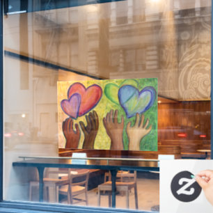 Autocollant Pour Fenêtre Diversité Coeurs Inspirationnel DEI Clings de fen