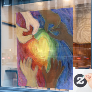 Autocollant Pour Fenêtre Diversité Coeurs Inspirationnel DEI Clings de fenê