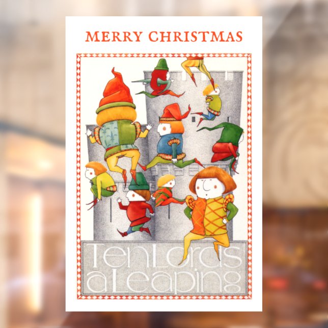 Autocollant Pour Fenêtre DIX SEN LORDS A LEAPING 12x18 Cling de fenêtre (Feuille 2)