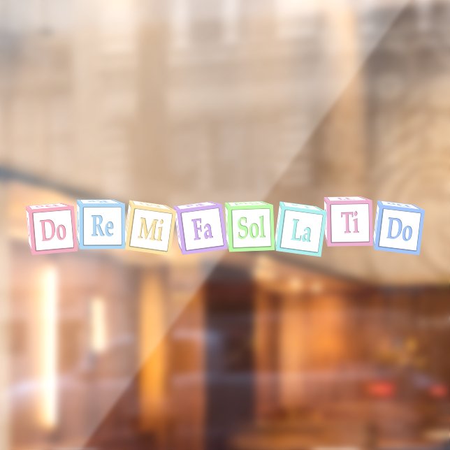 Autocollant Pour Fenêtre "Do Re Mi" Full Octave Musical Baby Blocks Enfants (Feuille 2)