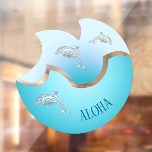 Autocollant Pour Fenêtre Dolphins de la vague bleue côtière d'Aloha
