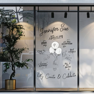 Autocollant Pour Fenêtre Doodle moderne Balloon Joyeux anniversaire