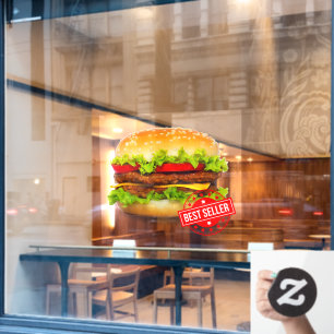 Autocollant Pour Fenêtre Double Cheeseburger Meilleur Vendeur Burger Public