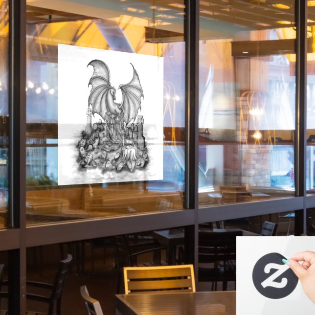 Autocollant Pour Fenêtre Dragon avec Zombie (Fenêtre du restaurant)