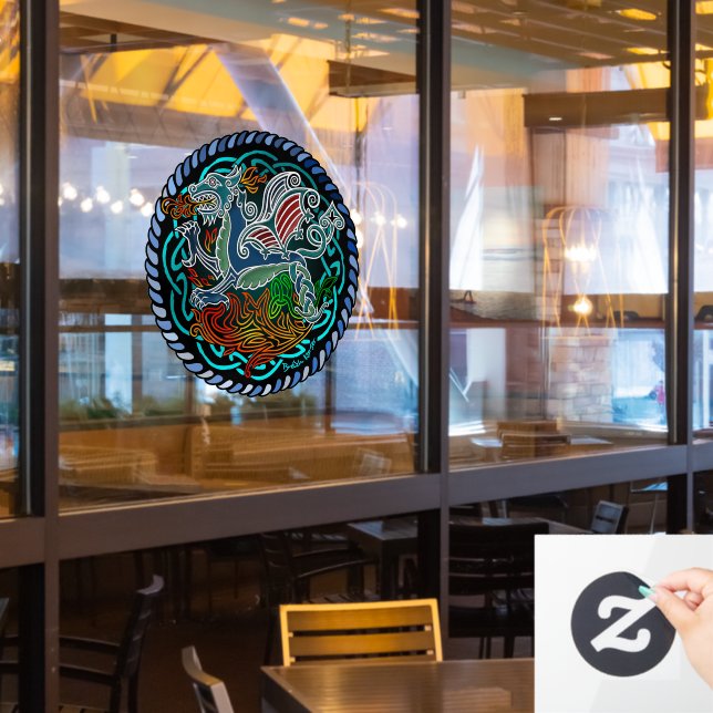 Autocollant Pour Fenêtre Dragon celtique (Fenêtre du restaurant)