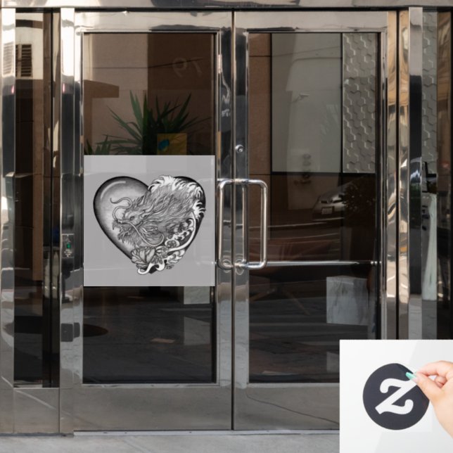 Autocollant Pour Fenêtre Dragon Heart (Porte de bureau)