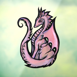 Autocollant Pour Fenêtre Dragon rose