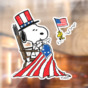 Autocollant Pour Fenêtre Drapeau 4 juillet à coudre Snoopy
