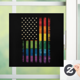Autocollant Pour Fenêtre Drapeau arc-en-ciel en détresse Pride USA Amérique