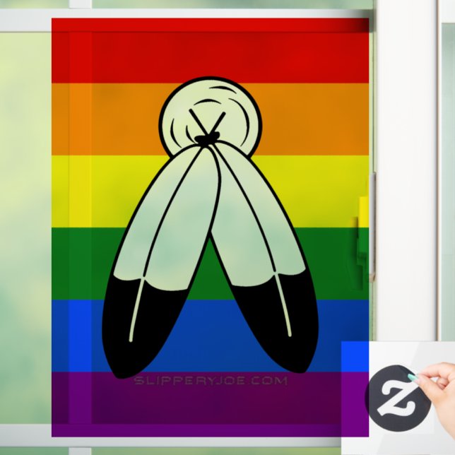 Autocollant Pour Fenêtre Drapeau de fierté bispirituel de SlipperyJoe's sym (Maison)