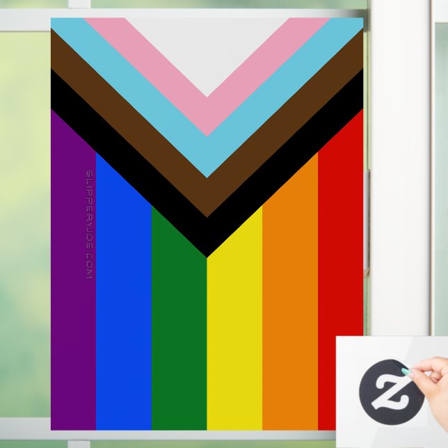 Autocollant Pour Fenêtre Drapeau de fierté Progress Pride de SlipperyJoe si (Maison)
