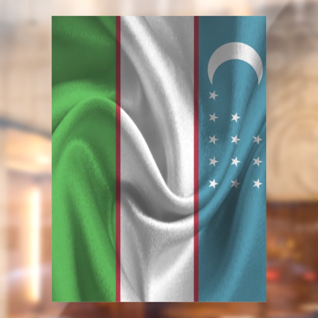 Autocollant Pour Fenêtre Drapeau de l'Ouzbékistan (Feuille 2)