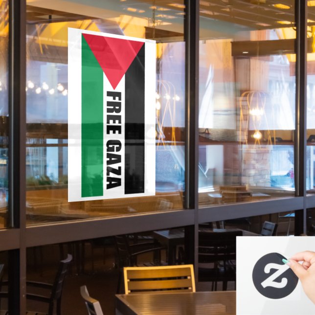 Autocollant Pour Fenêtre Drapeau de Palestine, Sauvez Gaza, Libérez Gaza (Fenêtre du restaurant)