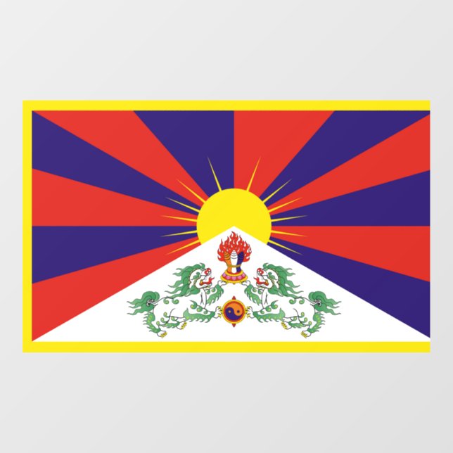 Autocollant Pour Fenêtre Drapeau du Tibet libre (Feuille)