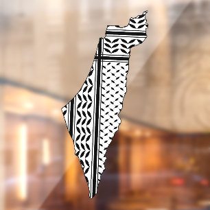 Autocollant Pour Fenêtre Drapeau palestinien et carte avec Motif Keffiyeg