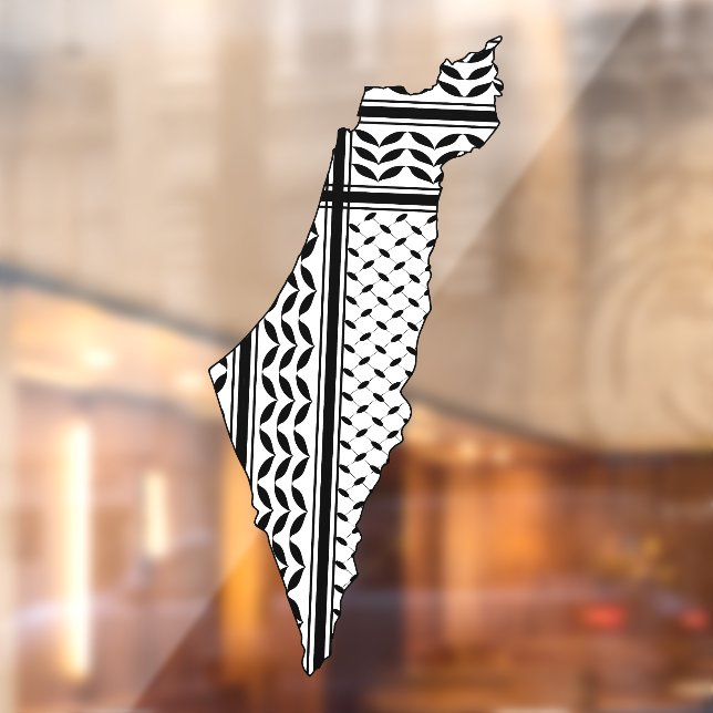 Autocollant Pour Fenêtre Drapeau palestinien et carte avec Motif Keffiyeg (Feuille 2)