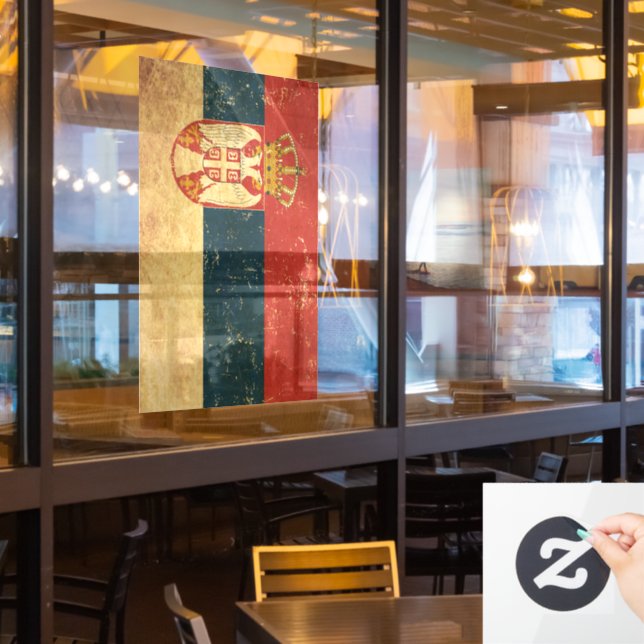 Autocollant Pour Fenêtre Drapeau Serbie (Fenêtre du restaurant)