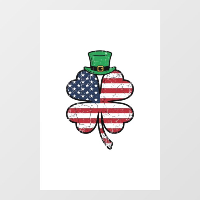 Autocollant Pour Fenêtre Drapeau Trèfle Vintage St. Patrick (Feuille)