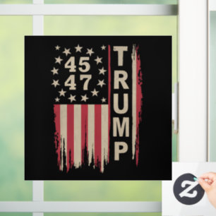 Autocollant Pour Fenêtre Drapeau Trump 45 47 Vintage Rétro Amérique USA