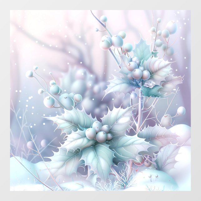 Autocollant Pour Fenêtre Dreamy Christmas Holly Cling fenêtre (Feuille)