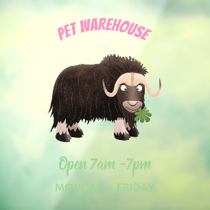 Autocollant Pour Fenêtre Drôle dessin animé de boeuf musqué