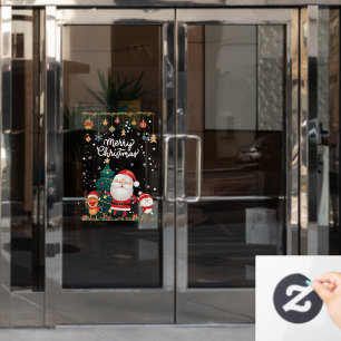 Autocollant Pour Fenêtre Drôle Père Noël, Snowman, Reindeer Joyeux Noël 