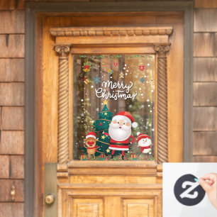 Autocollant Pour Fenêtre Drôle Père Noël, Snowman, Reindeer Joyeux Noël
