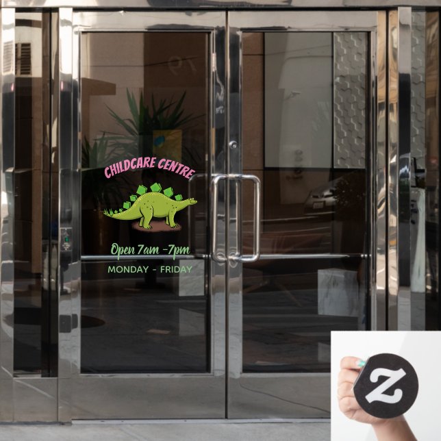 Autocollant Pour Fenêtre Drôle stegosaurus dinosaure dessin animé (Porte de bureau)