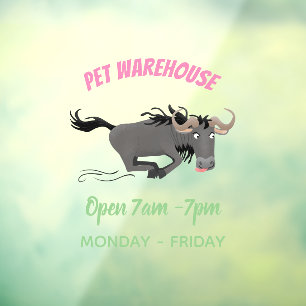 Autocollant Pour Fenêtre Drôle wildebeest tourner dessin animé illustration