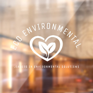 Autocollant Pour Fenêtre Eco deux coeur feuille logo blanc vêtements affai